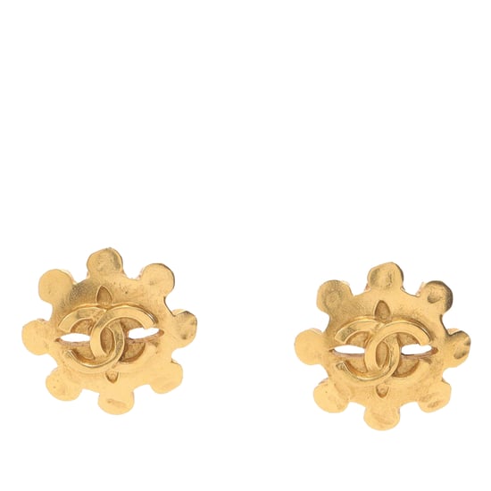 Tweedehands Gouden Gecoate CC Bloem Clip-On Oorbellen - Image 1