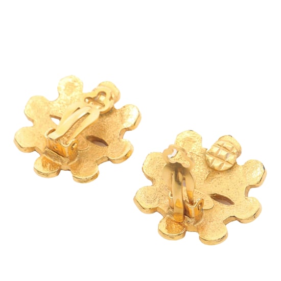 Tweedehands Gouden Gecoate CC Bloem Clip-On Oorbellen - Image 2