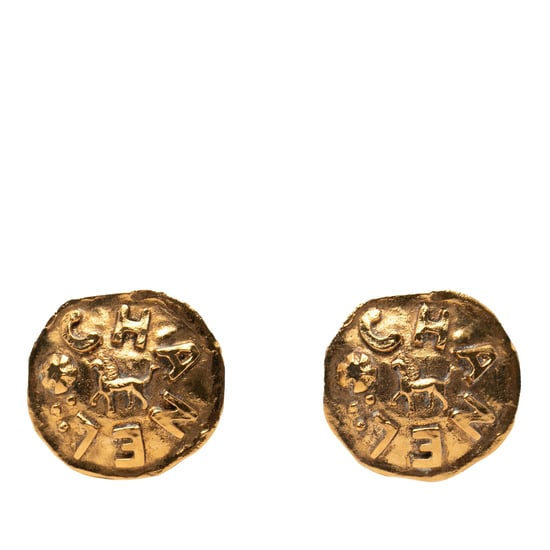 Tweedekans Gouden Gecoate Logo en Leeuw Clip-On Oorbellen - Image 1
