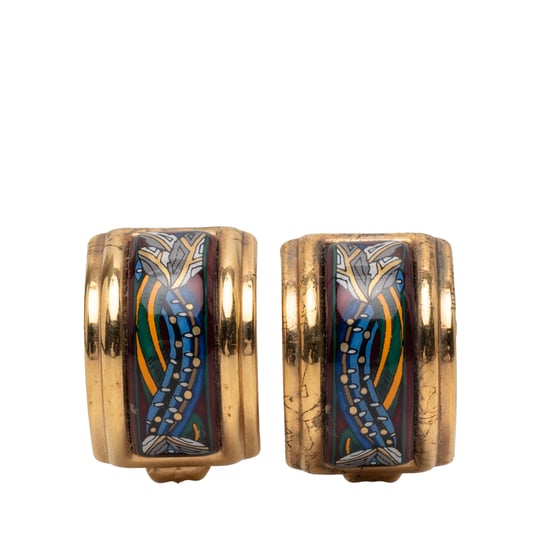Tweedehands Emaille Cloisonné Clip-On Oorbellen - Image 1
