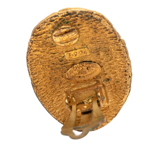 Pre-owned Cc Gold Plated Woven Oval Clip On Earrings - Image 3