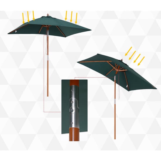 4goodz 3-delig kantelbare parasol hout rechthoekig 200x150x230 cm groen - Image 3