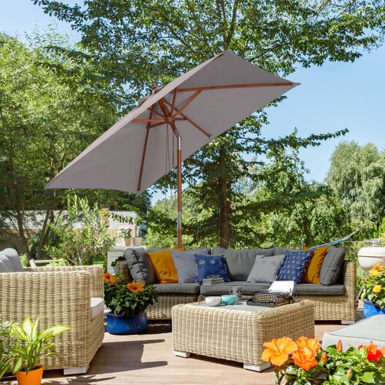 4goodz 3-delig kantelbare parasol hout rechthoekig 200x150x230 cm - - Image 6
