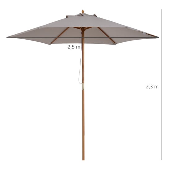 4goodz Outsunny parasol 250cm bamboe 180/㎡ polyester - - Image 5