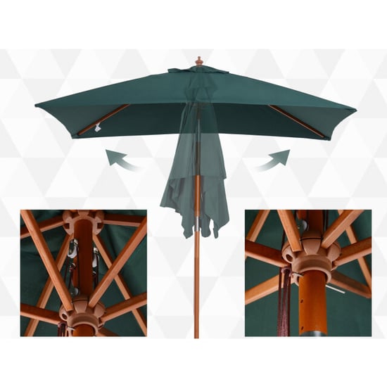 4goodz 3-delig kantelbare parasol hout rechthoekig 200x150x230 cm groen - Image 6