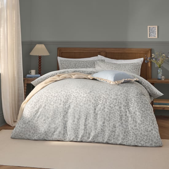 Wylder Grace Leaf Jacquard Satin Duvet Cover Set, Mist Grey - Image 2