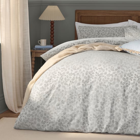 Wylder Grace Leaf Jacquard Satin Duvet Cover Set, Mist Grey - Image 4