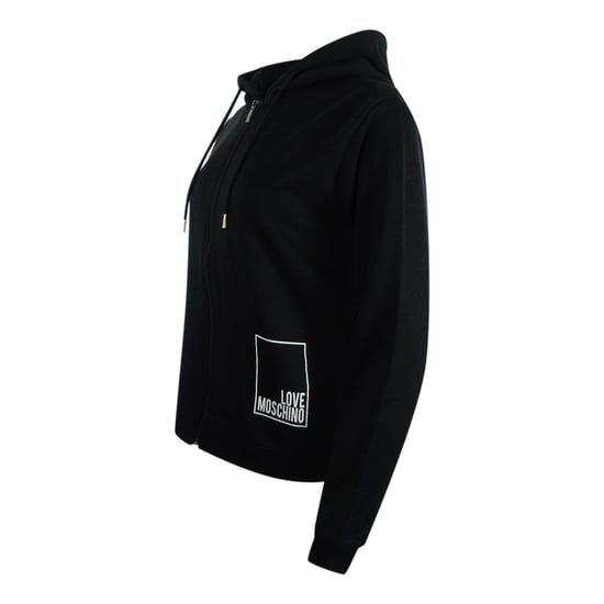 Love Moschino Black Zip Hoodie Small White Boxed Logo - Image 2