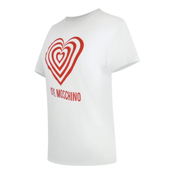 Love Moschino White T-shirt Large Red Heart Logo - Image 2