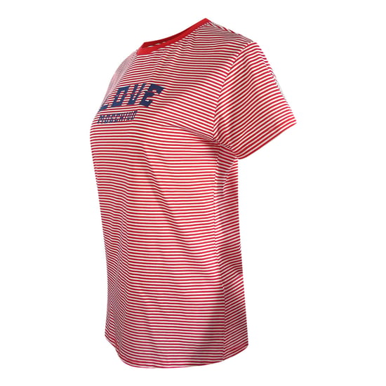 Love Moschino Red And White Striped T-shirt Blue Logo - Image 2