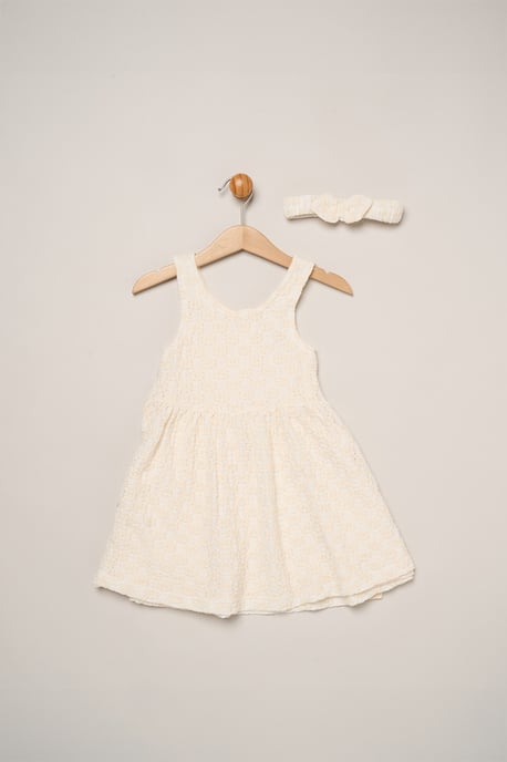 Textured Dress and Headband Outfit Set - Image 1