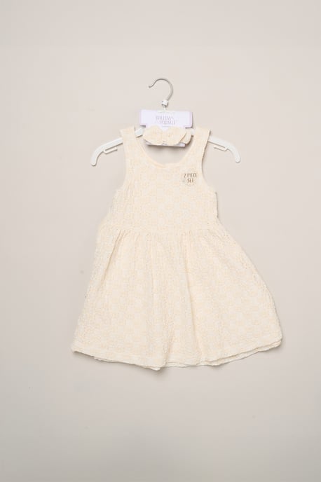 Textured Dress and Headband Outfit Set - Image 2