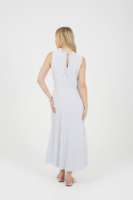 Cream Striped Sleeveless Maxi Dress - Image 2