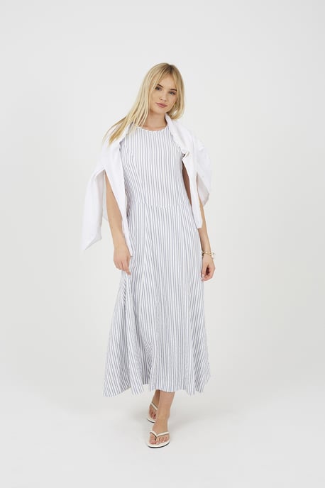 Cream Striped Sleeveless Maxi Dress - Image 3