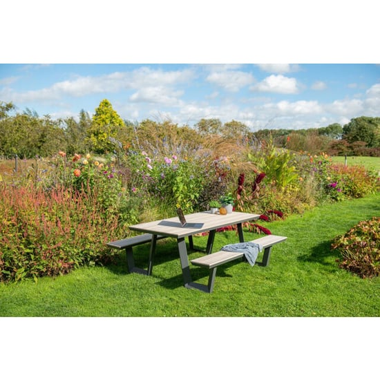 Garden Impressions Bell picknick set 280x178 cm carbon black light teak vironwood - Image 4