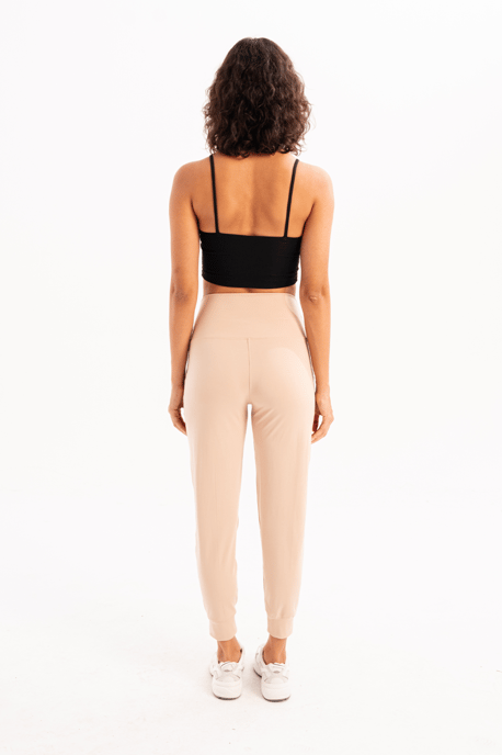 JUSTEVER Joggerbroek voor dames met hoge taille, elastische zakken en relaxte pasvorm, beige - Beat - Image 4