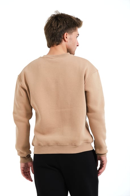 JUSTEVER Rund halsringad herrtröja med broderad, upphöjd fleece och insida i mink – Volar - Image 2