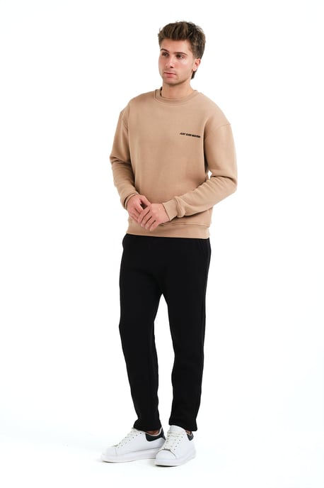 JUSTEVER Rund halsringad herrtröja med broderad, upphöjd fleece och insida i mink – Volar - Image 3