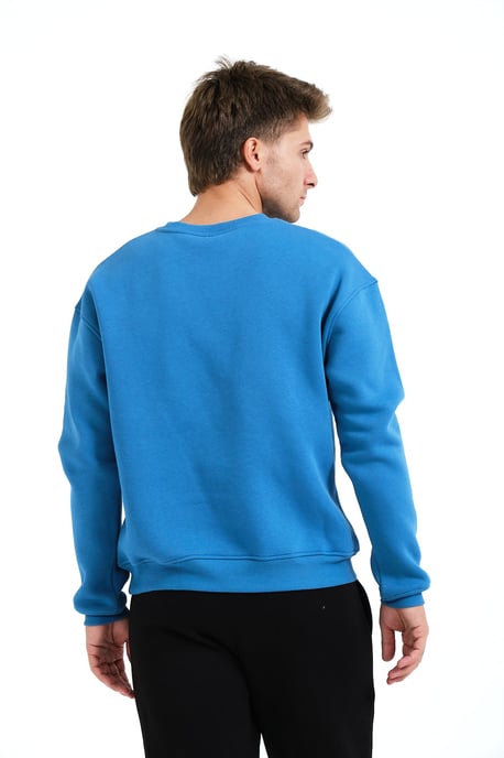 JUSTEVER Rund halsringad herrtröja med broderad, upphöjd polarfleece och insida i blått - Volar - Image 2