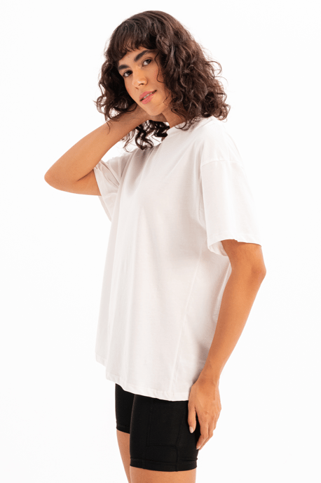 JUSTEVER 100% bomull, oversize fit, rund hals, ecru, dam-t-shirt - Halo - Image 3