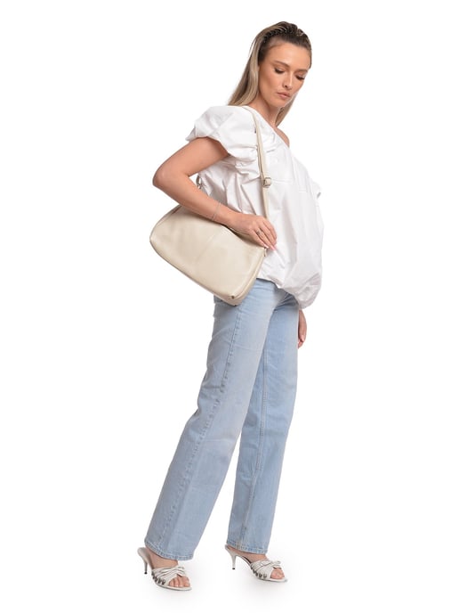 Isabella Rhea Beige Rundleer Tas - Image 5