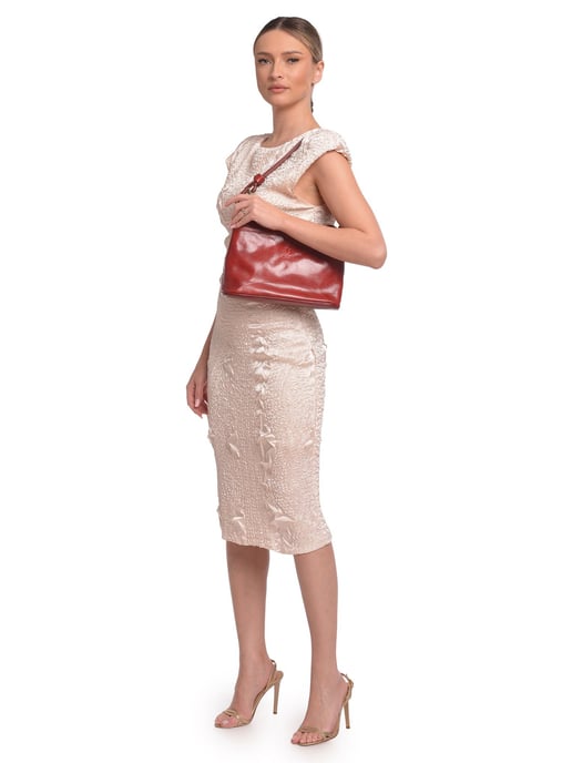 Luisa Vannini Rood Rundleer Tas - Image 5