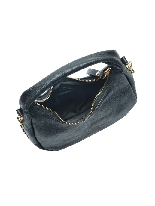 Anna Luchini Zwart Rundleer Tas - Image 4
