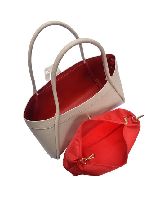 Luisa Vannini Beige Rundleer Tas - Image 4