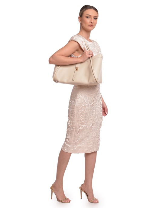 Luisa Vannini Beige Rundleer Tas - Image 5