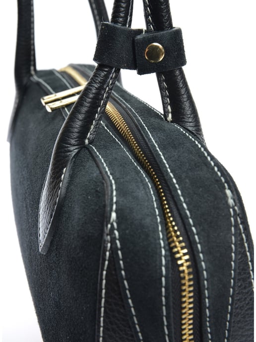 Anna Luchini Zwart Rundleer Tas - Image 3