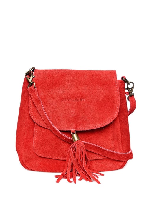 Anna Luchini Rood Rundleer Tas - Image 1