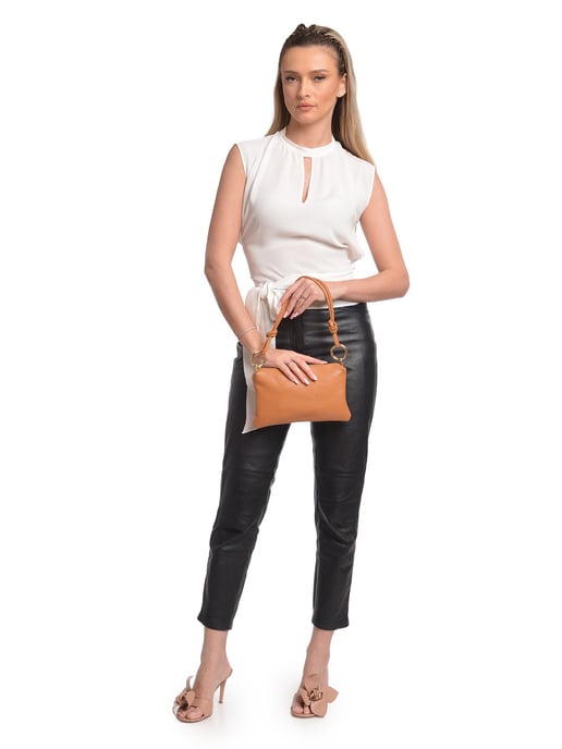 Anna Luchini Brown Rundleer Tas - Image 5