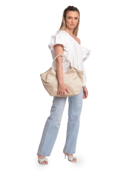 Isabella Rhea Beige Rundleer Tas - Image 5