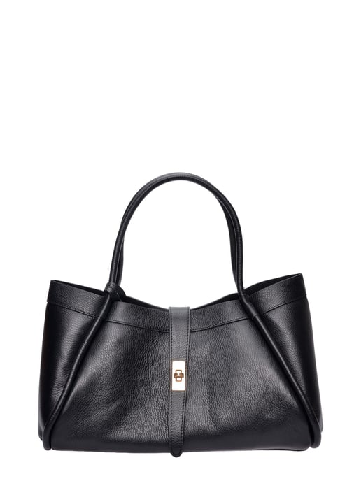 Luisa Vannini Zwart Rundleer Tas - Image 1