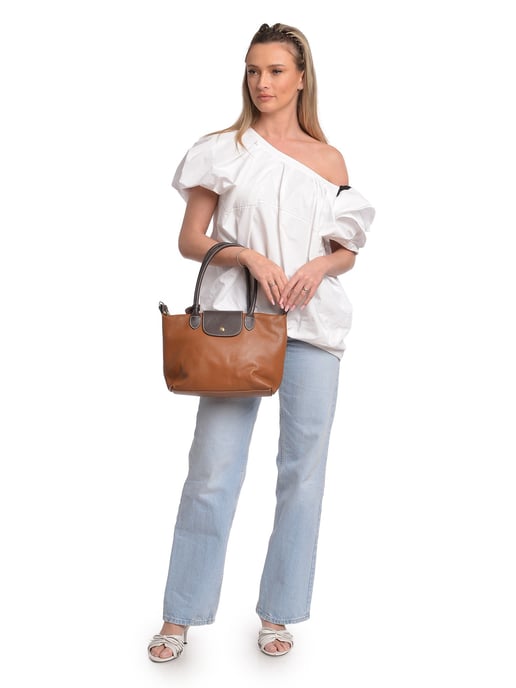 Anna Luchini Brown Rundleer Tas - Image 5