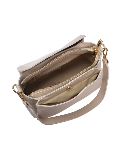 Isabella Rhea Beige Rundleer Tas - Image 4