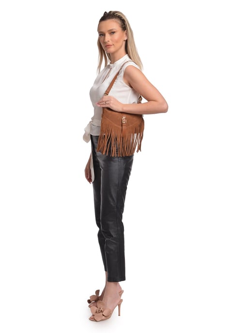 Anna Luchini Brown Rundleer Tas - Image 5