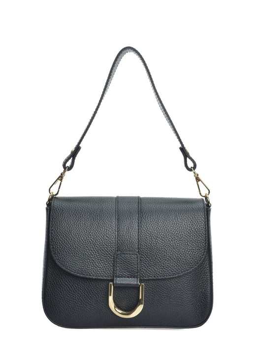 Anna Luchini Zwart Rundleer Tas - Image 1