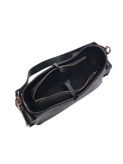 Anna Luchini Zwart Rundleer Tas - Image 4