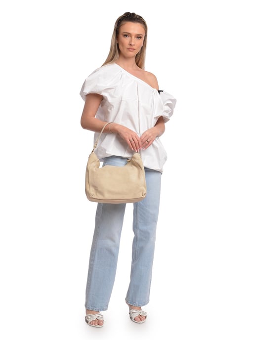 Isabella Rhea Beige Rundleer Tas - Image 5