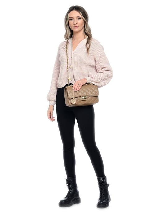Isabella Rhea Beige Rundleer Tas - Image 5
