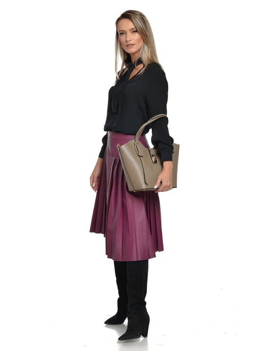 Isabella Rhea Beige Rundleer Tas - Image 5