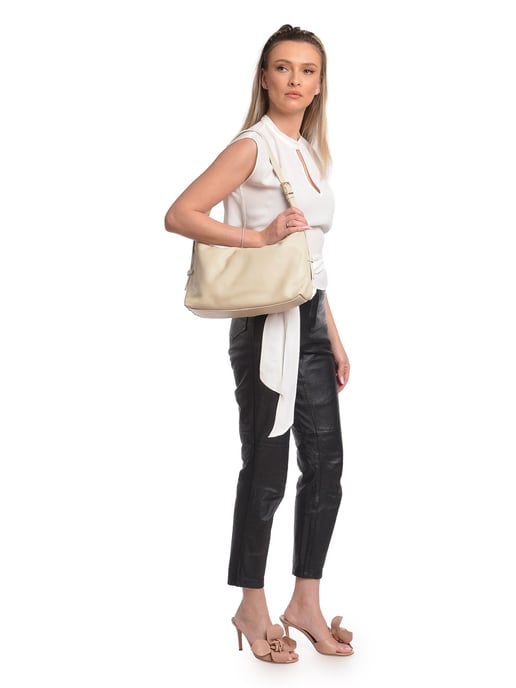 Isabella Rhea Beige Rundleer Tas - Image 5