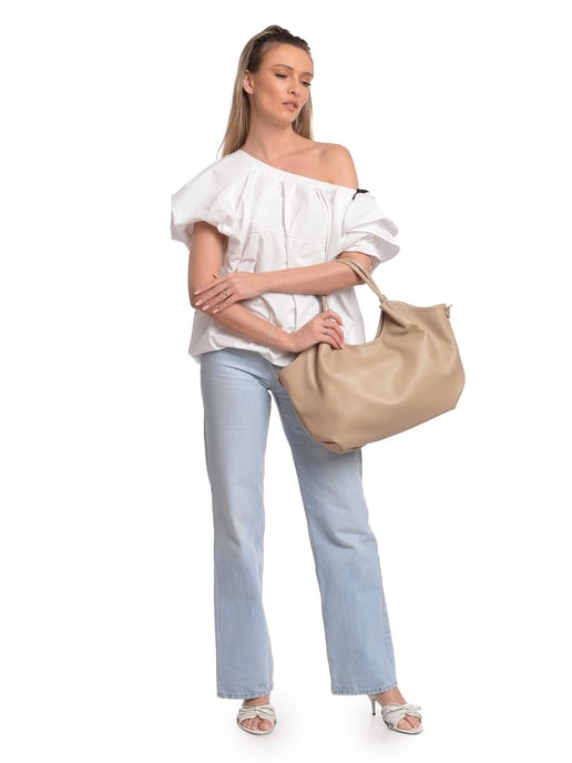 Isabella Rhea Beige Rundleer Tas - Image 5