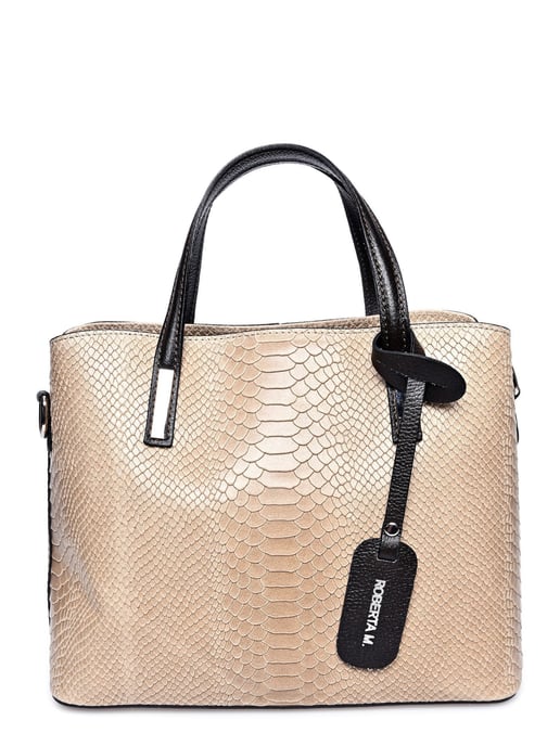 Roberta M Beige Rundleer Tas - Image 1