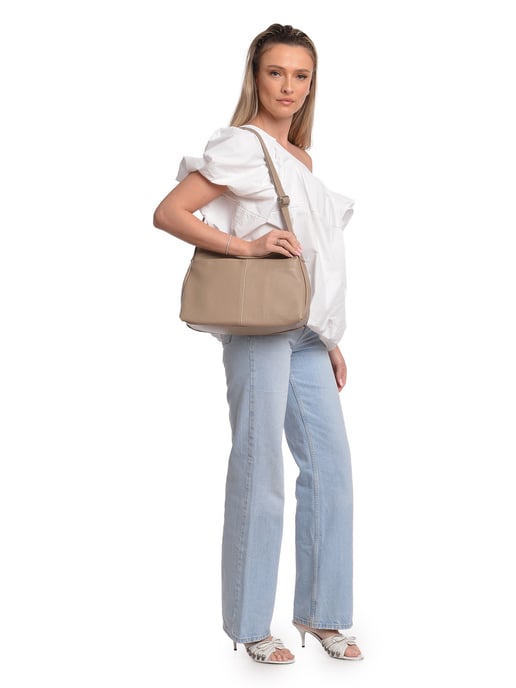 Isabella Rhea Beige Rundleer Tas - Image 5