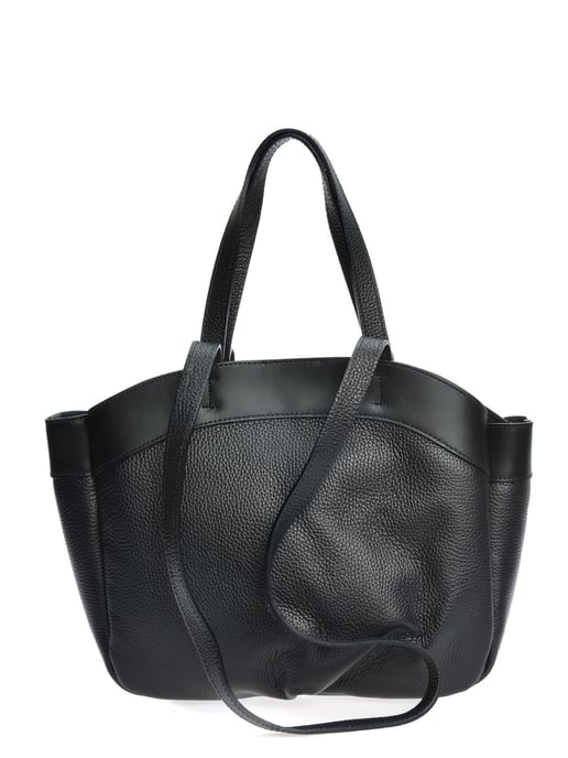 Anna Luchini Zwart Rundleer Tas - Image 1