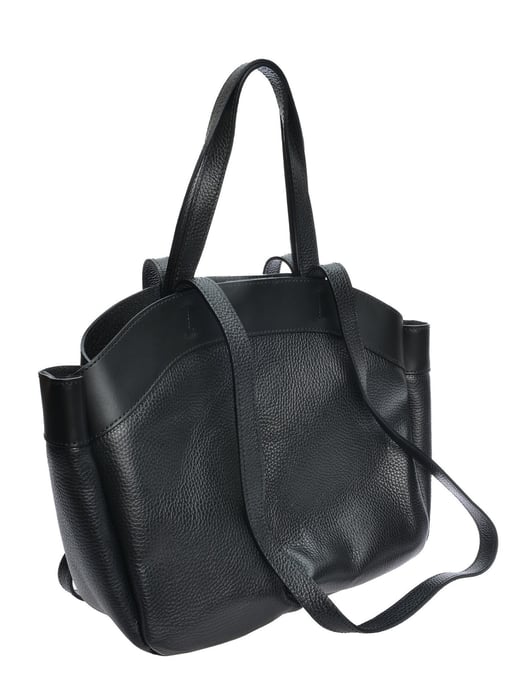 Anna Luchini Zwart Rundleer Tas - Image 2
