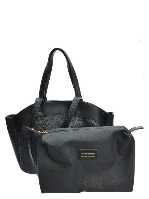 Anna Luchini Zwart Rundleer Tas - Image 3