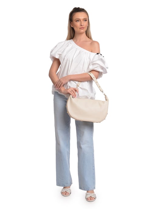 Isabella Rhea Beige Rundleer Tas - Image 5